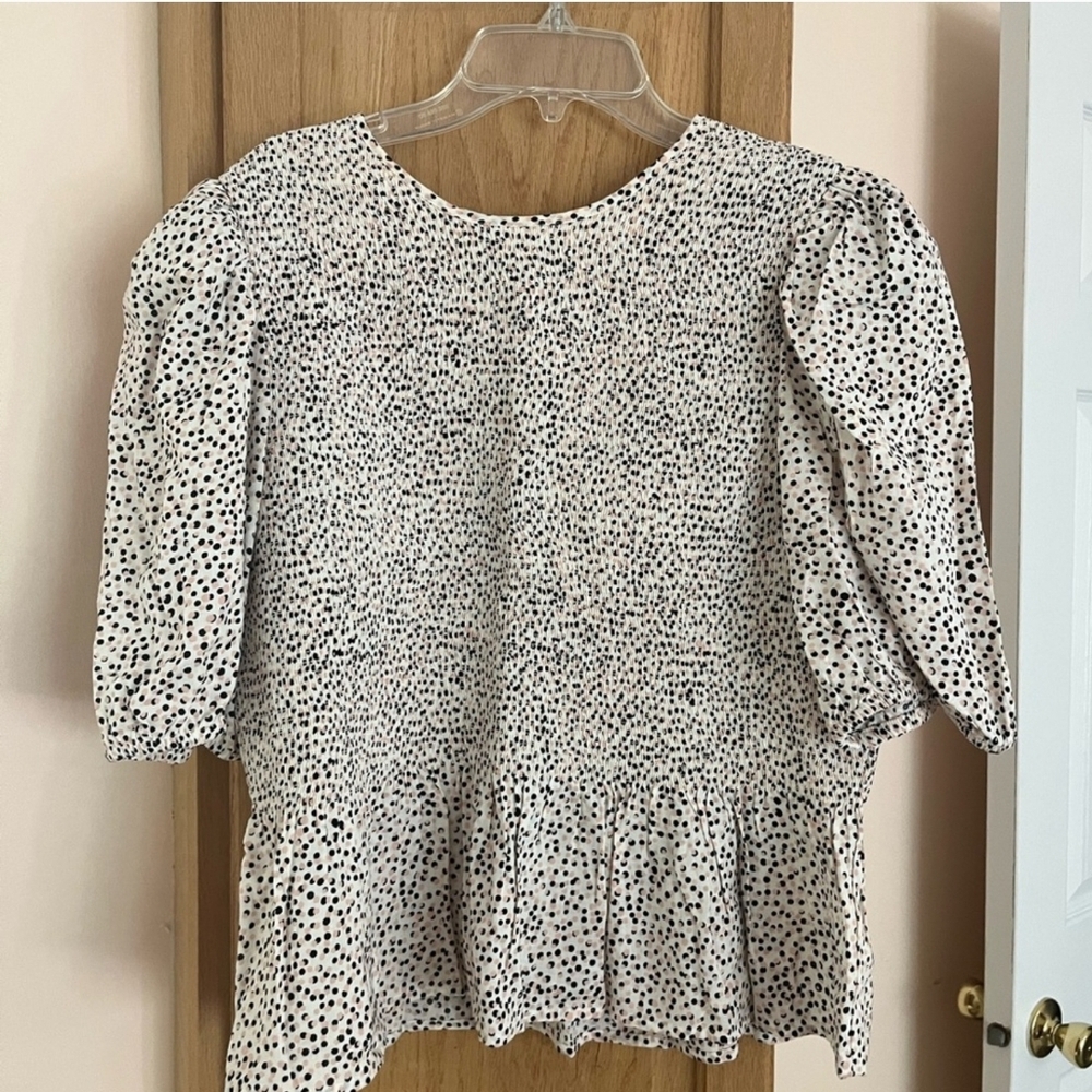 Express Black and White Polka Dot Blouse